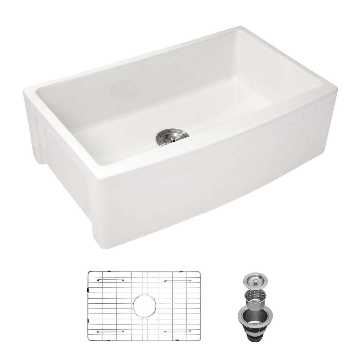 Farmhouse Sink, Apron Front Single Bowl With Arch Edge Design
