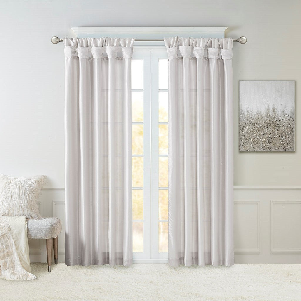 Twist Tab Lined Window Curtain Panel Silver 50x108"