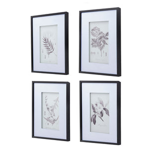 Botanical Wall Art Prints, Home Decor For Living Room Dining Room, Bedroom, Hallway (Set of 4) - White / Black
