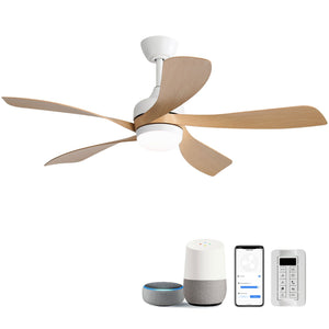 45-Inch Ceiling Fan with DC Motor and Integrated Light - Wood Grain
