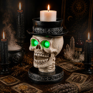 Halloween Skull Candle Holder with Glowing LED