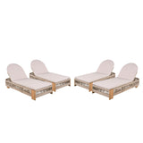 Outdoor Chaise Lounge Chair with Acacia Wood and Adjustable Backrest
