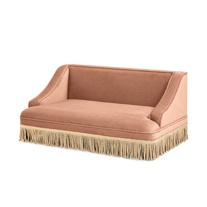 Duchess 33' Medium Princess Pet Bed Sofa with Fringe Skirt, Peach Orange Performance Velvet