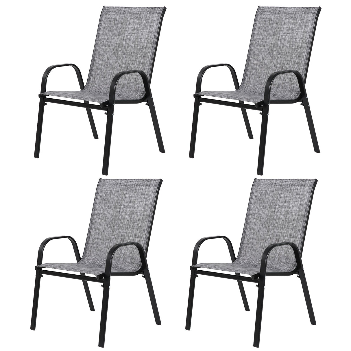 4 Piece Patio Chairs with Breathable Textilene Fabric