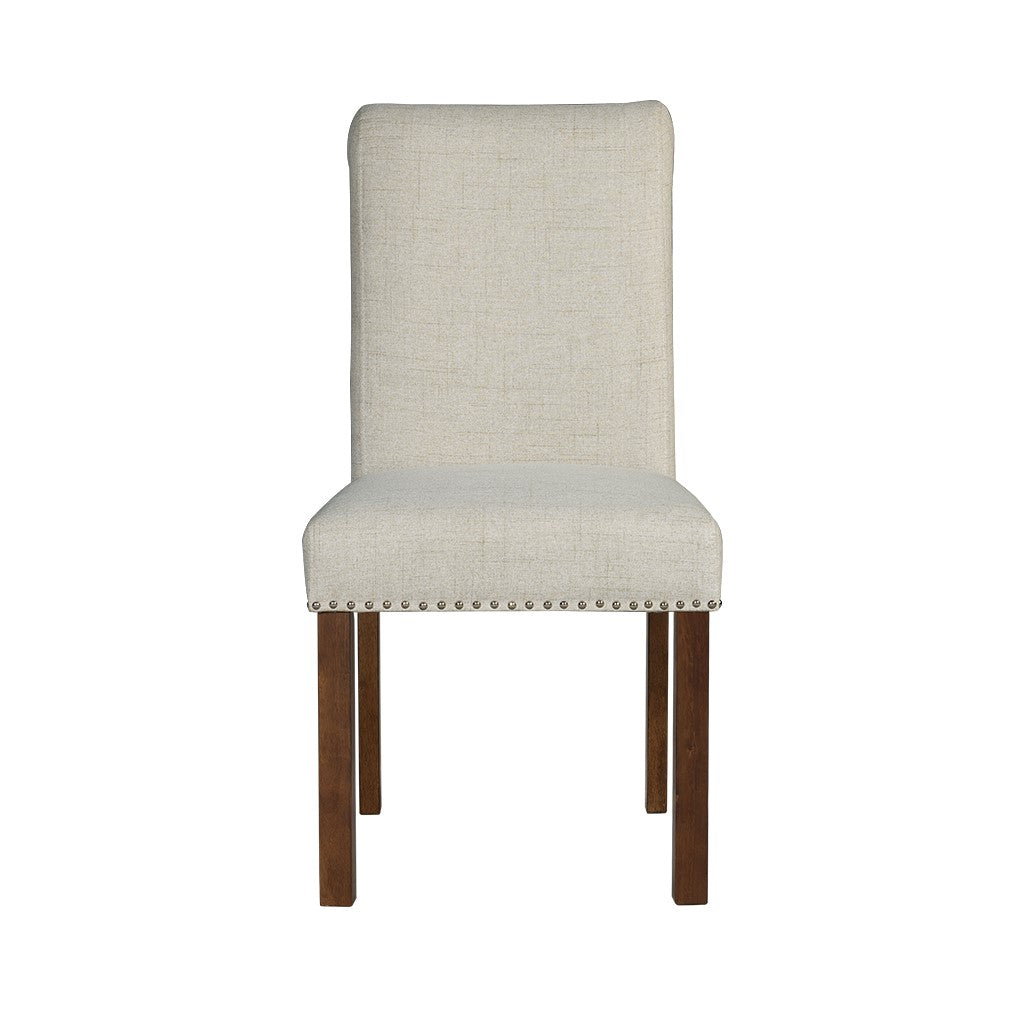 Upholstered Dining Chair with Nailhead Trim and Rolled Back, Set of 2