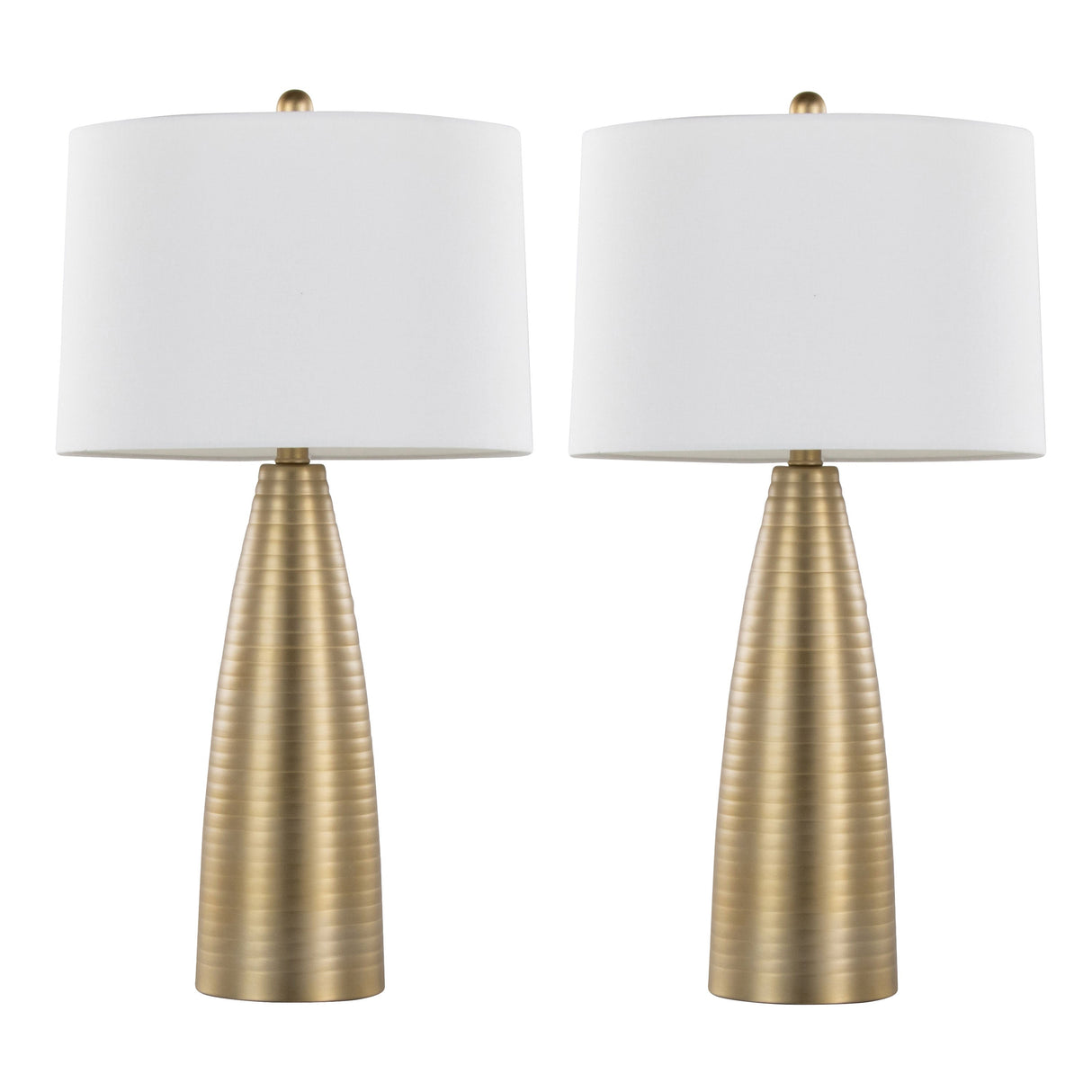 Table Lamp with Bullet Shape Base and Linen Shade, Set of 2