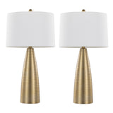 Table Lamp with Bullet Shape Base and Linen Shade, Set of 2