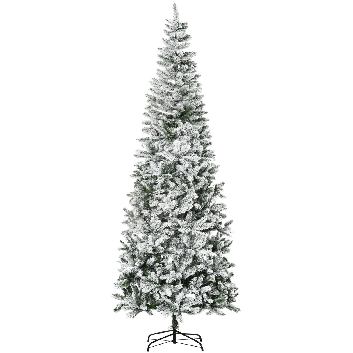 HOMCOM 9ft Unlit Snow-Flocked Slim Pine Artificial Christmas Tree