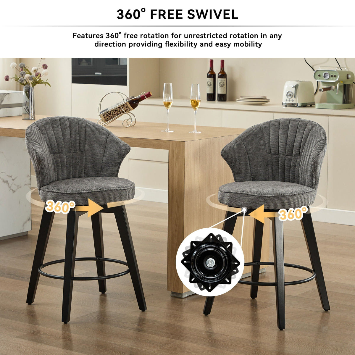 Wing Back Swivel Bar Stools (Set of 2)