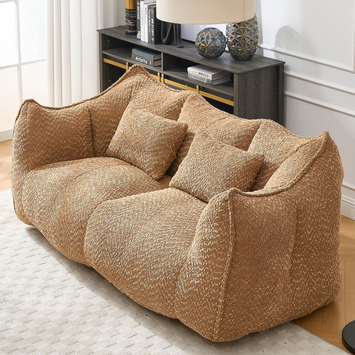Comfortable Dual Beanbag Chair With High Resilience Foam Core For 2 People
