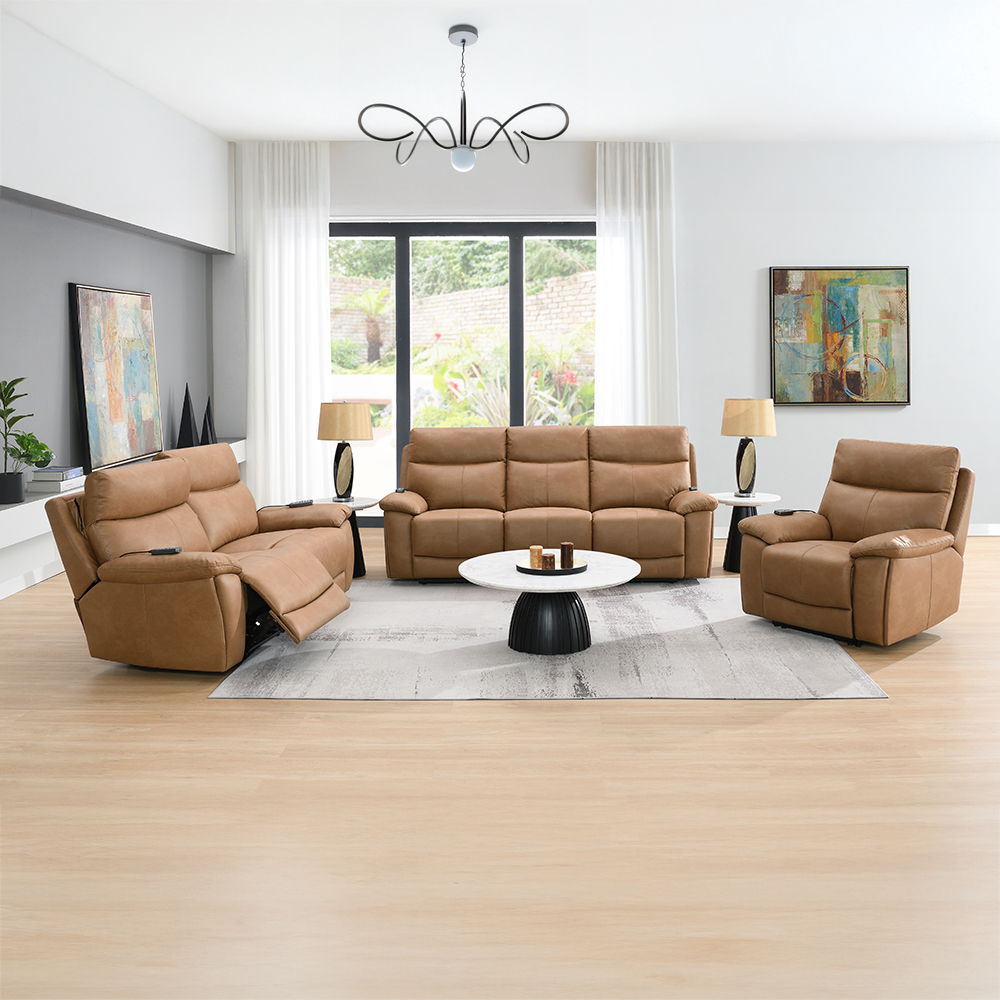 Chavis - Power Motion Loveseat With USB & Power Headrest - Brown