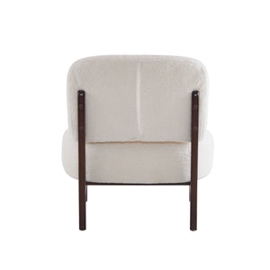 Modern Boucle Lounge Chair With Solid Wood Fram