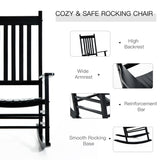 Outsunny outdoor rocking chair, patio wooden rocking chair with smooth armrests, high back for garden, balcony, porch, supports up to 352 lbs., black