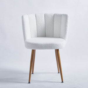Modern Dining Chair (Set of 2) With Iron Tube Wood Color Legs, Shorthair Cushions And Comfortable Backrest, Suitable For Dining Room, Living Room, Cafe, Simple Structure