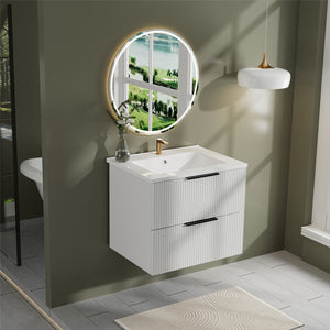 Modern Wall Mounted Floating Bathroom Vanity with Sink and Drawers