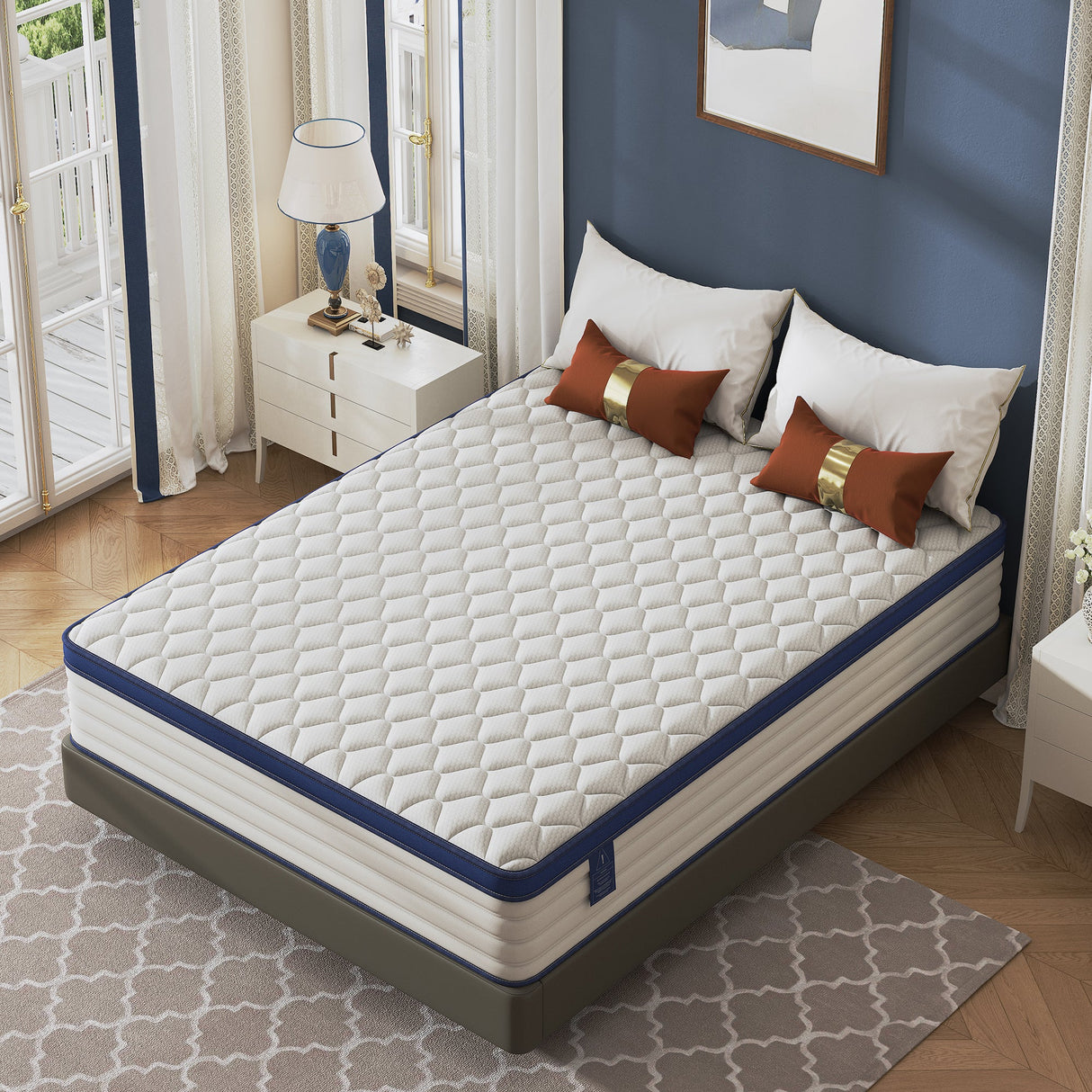 Gel memory foam mattress, double bed, roll pack boxed