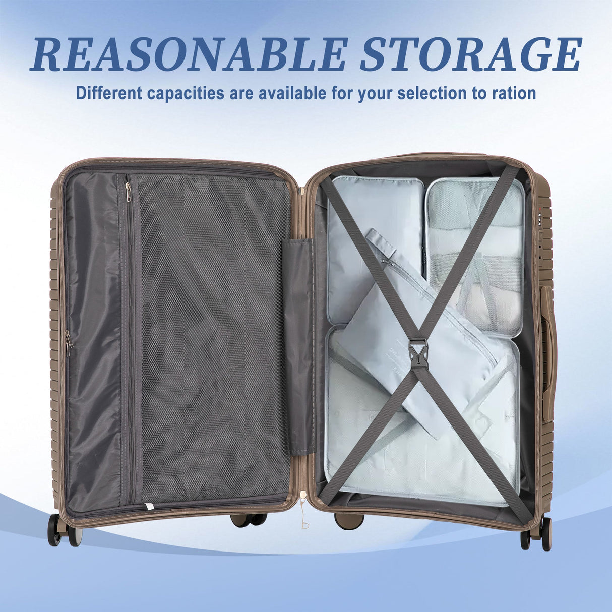 20'/24'/28' 3-Piece PP Spinner Wheel Luggage Set (Champagne)