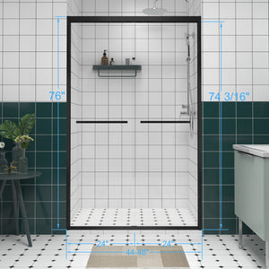 Aluminum Frame Double Sliding Shower Door - Bypass Bathroom Door