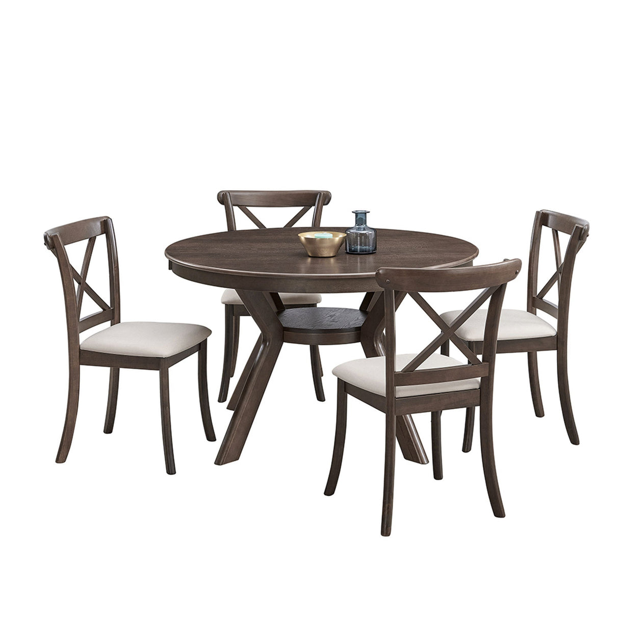 Wooden Dining Table Set (1 Table with 4 Chairs) Brown