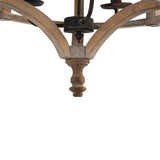 3 Light Wood Drum Chandelier with Adjustable Chain for Kitchen