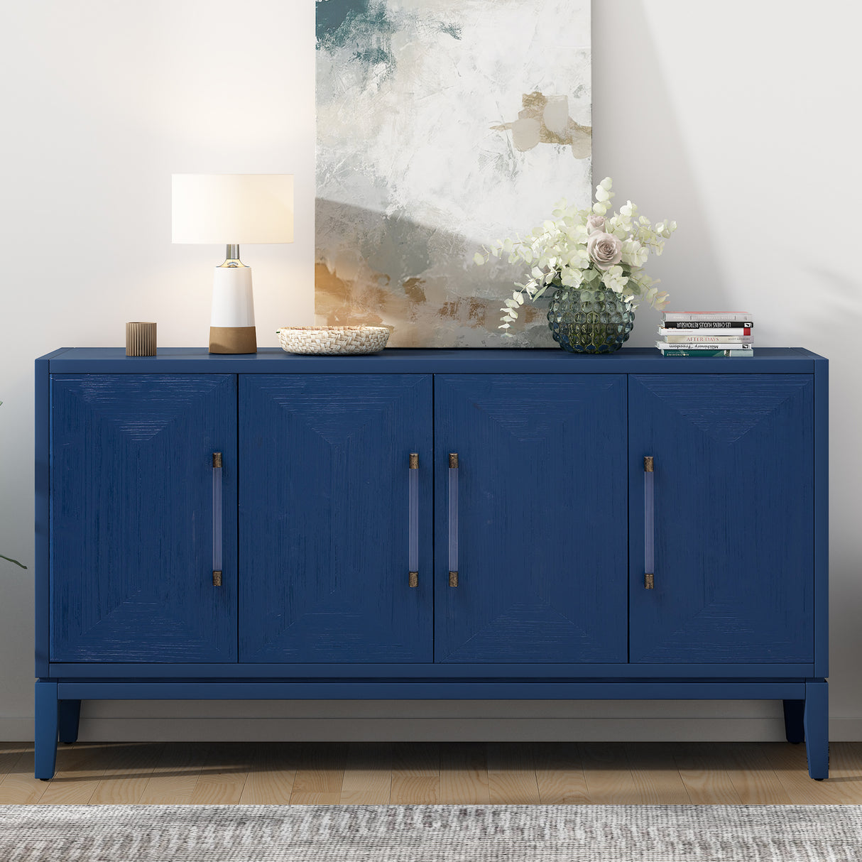 Sophisticated Brushed Finish Four-Door Sideboard