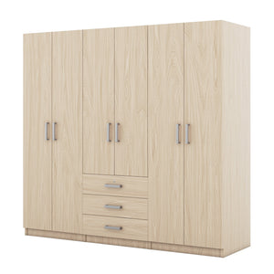 6-Doors Wooden Wardrobe Storage for Bedroom