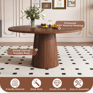 47 Inch Round MDF Dining Table for 4, Modern Farmhouse Style
