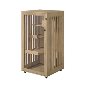 Basia Rubber Wood Cat Cabinet with Wheels