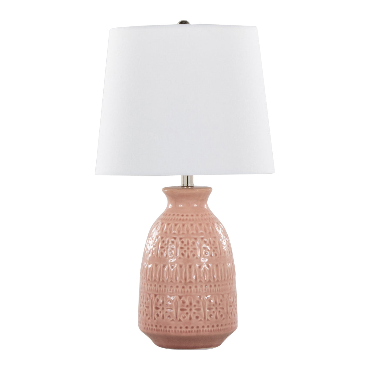 Balconee 20" Ceramic Table Lamp with Vase Shaped Base and Textured Pattern, Set of 2