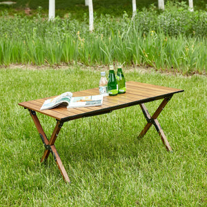 Lightweight Aluminum Roll-Up Rectangular Outdoor Table