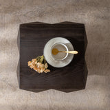 Retro Wooden Side Table with 3D Embossed Design