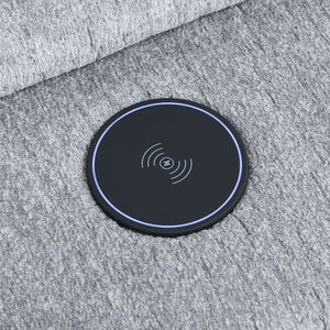 Fullar - Modular Console With Wireless Charger - Light Gary Chenille