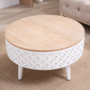 Round Coffee Table with Lift-Top Storage