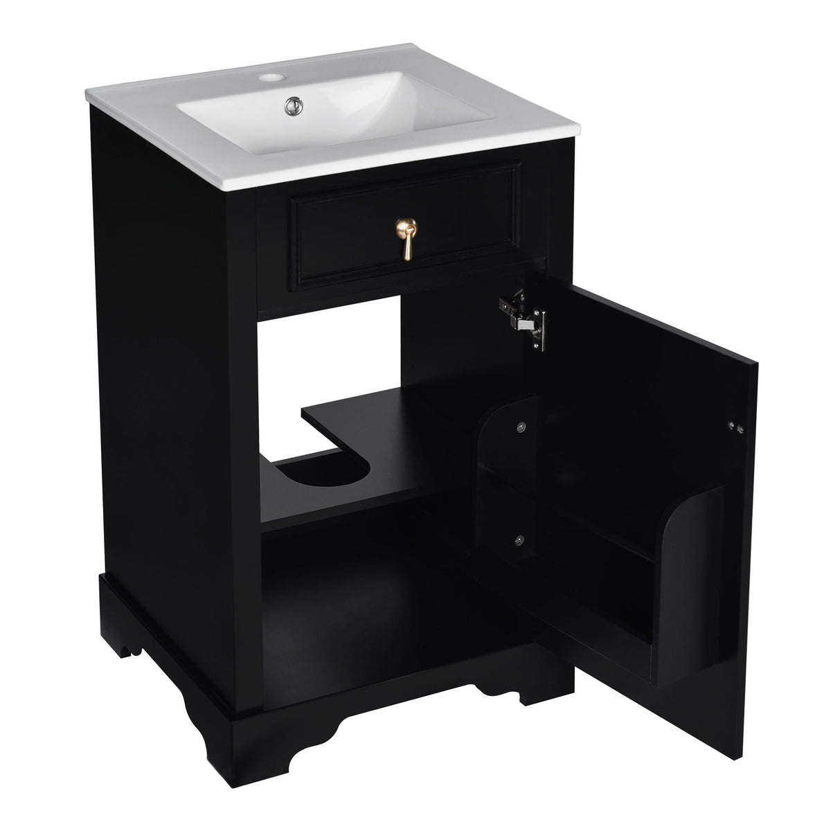 Elegant Bathroom Vanity With Ceramic Sink, Soft Close Door, Adjustable Shelf