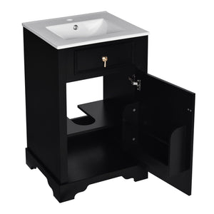 Elegant Bathroom Vanity With Ceramic Sink, Soft Close Door, Adjustable Shelf