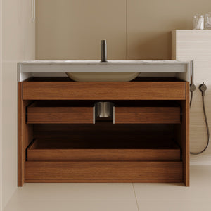 29.9" Modern Floating Bathroom Vanity with Faux Marble Top