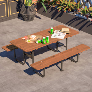 72" Rectangular Outdoor Picnic Table for 6 Person
