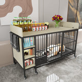 Large Pet Cage with Storage Rack Black and Beige