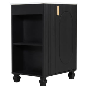 Classic Retro Bathroom Vanity With Sink, Door Shelf, Side Open Storage Frame
