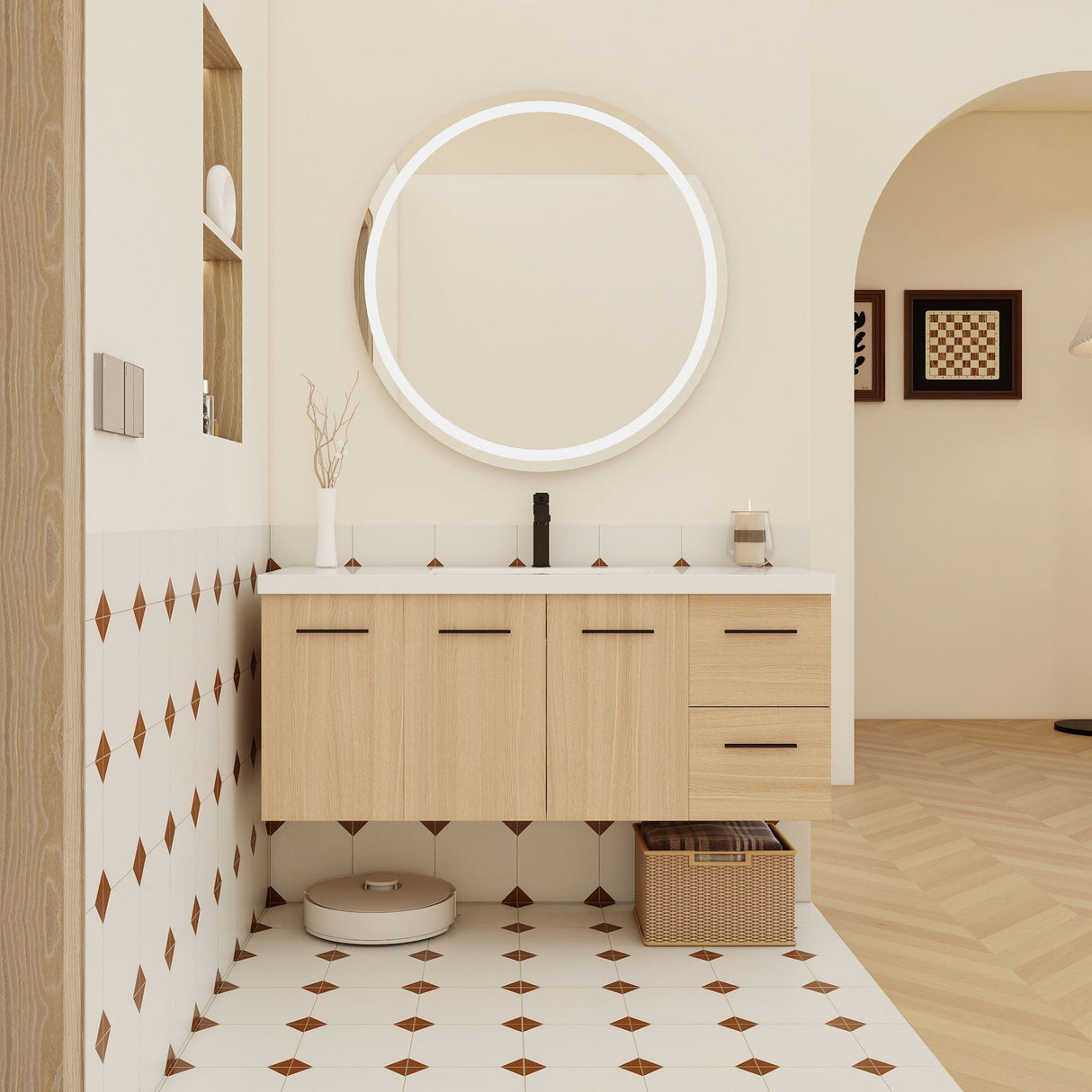 Floating Bathroom Vanity With Sink, Modular Cabinet
