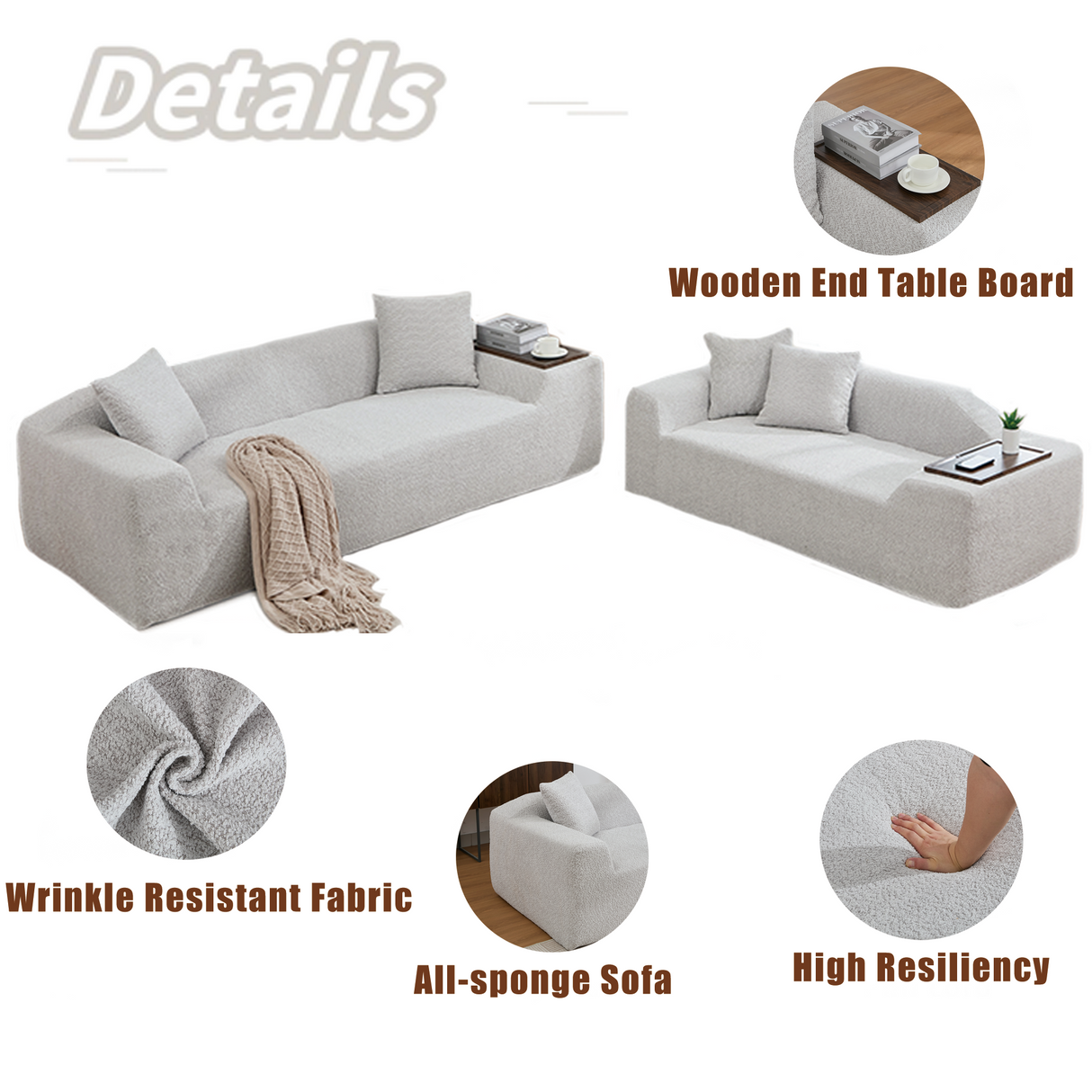 The Sophia Modern Bouclé Two-Piece Sofa Ensemble