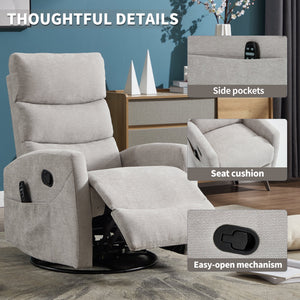 Heat Massage Manual Recliner Chair with Rocker and Swivel