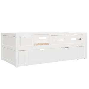 Platform Bed With Guardrail And Drawer