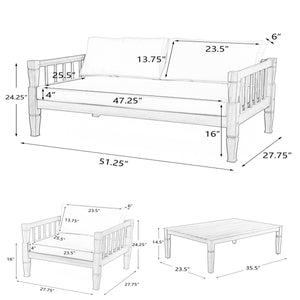 4-Piece Patio Furniture Set with Coffee Table and Cushions