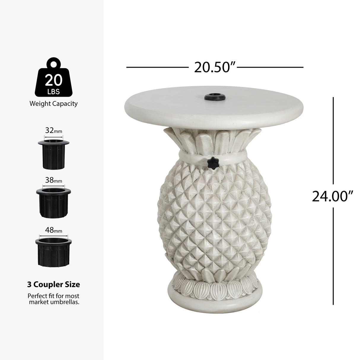 Lillian Outdoor Pineapple-Shaped Magnesium Oxide Umbrella Base