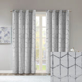 Total Blackout Metallic Print Grommet Top Curtain Panel Pair(2 Pcs Window Panels)