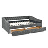 Upholstered Tufted Daybed With Drawers, Waved Arms