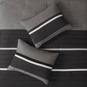 7-Piece Faux Suede Comforter Set Black Queen