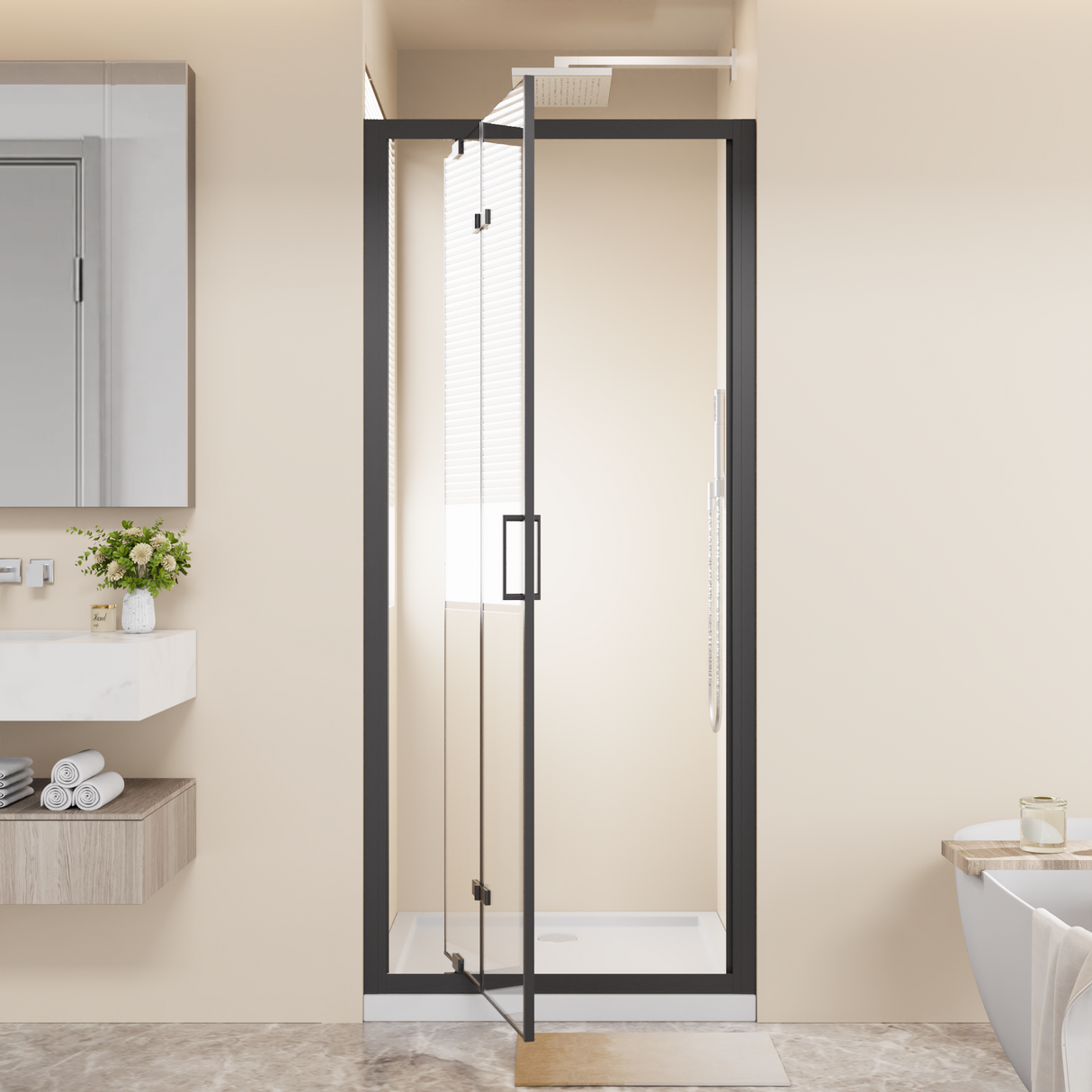 Framed Bi-fold Pivot Shower Door 32"x72"
