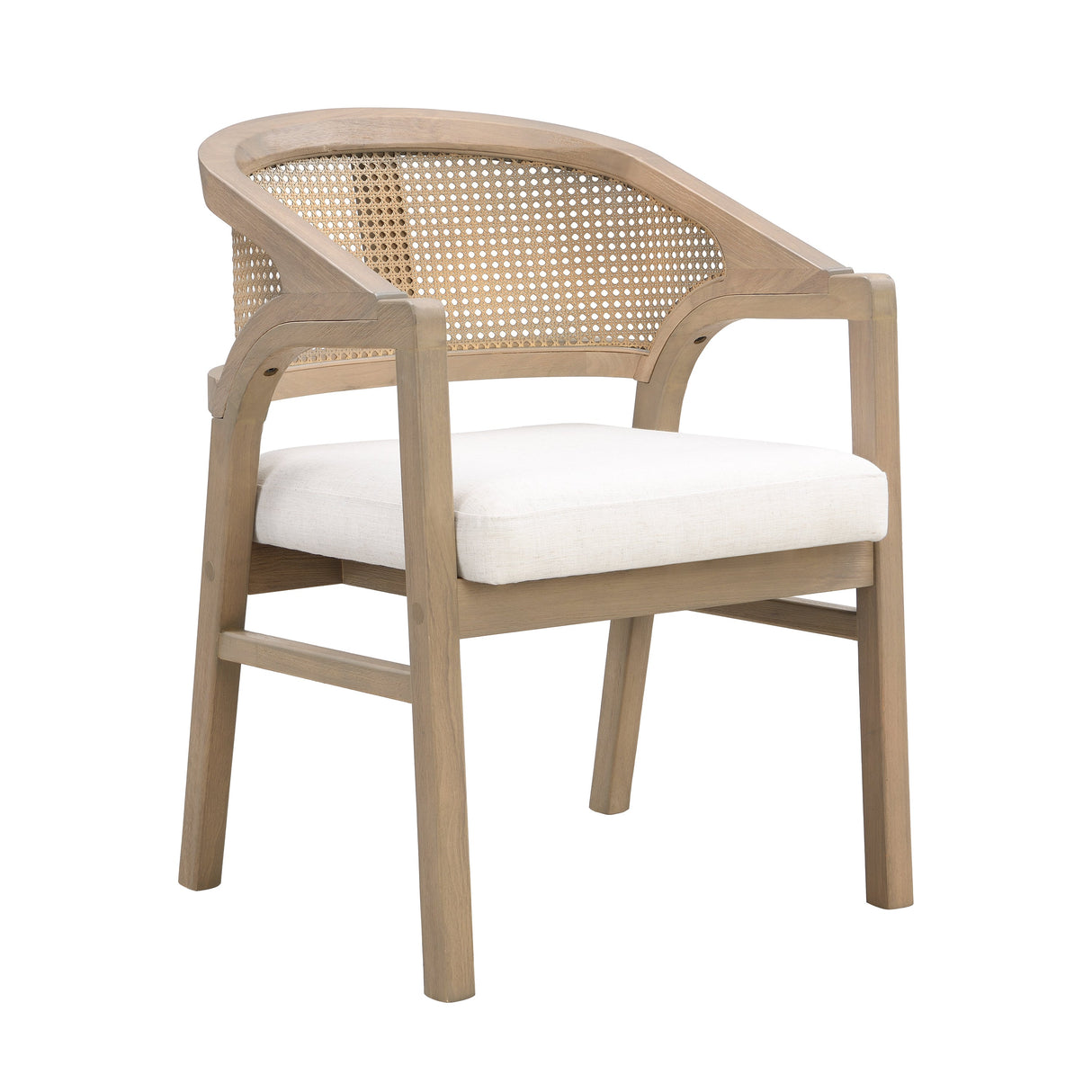 Wooden Frame Dining Chair with Rattan Back, Set of 2